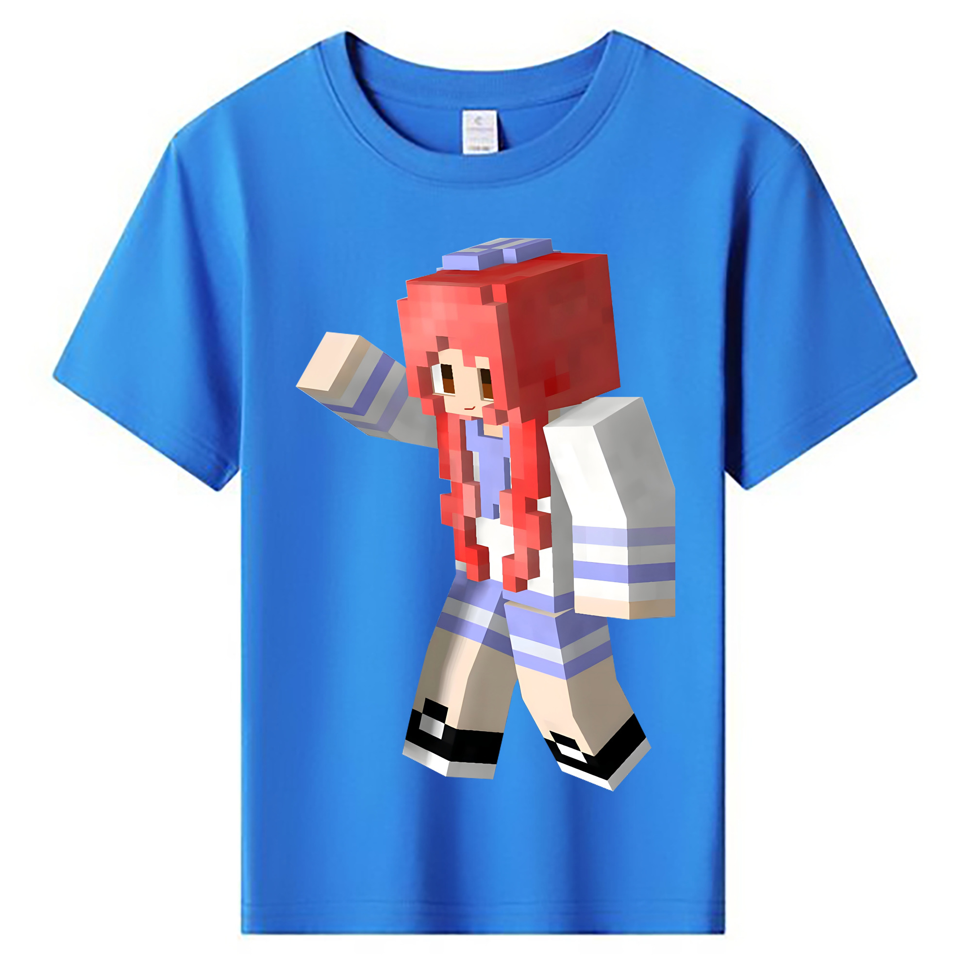 （画像用） マインクラフト ブロックの世界 Minecraft MC Block world 綿100％キッズTシャツ（フロントプリント）